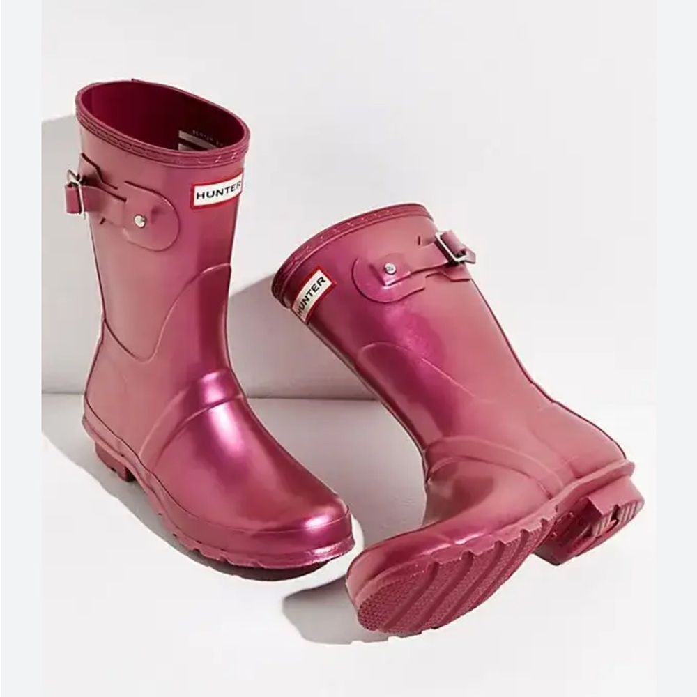 Hunter Short Nebula Wellies - Hayes Burgundy